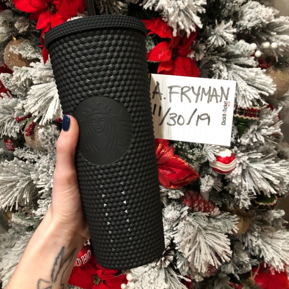 Matte black studded Starbucks tumbler